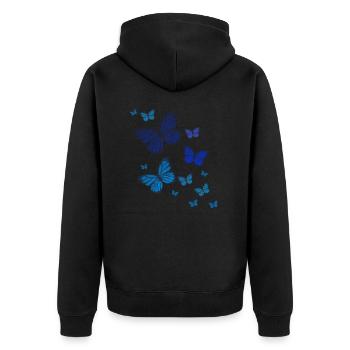 Schmetterling Schmetterling Tier bunt Farbe - Unisex Premium Bio Zip Hoodie - Schwarz - Hinten - Nico (187cm)