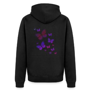 Schmetterling Schmetterling Tier bunt Farbe - Unisex Premium Bio Zip Hoodie - Schwarz - Hinten - Nico (187cm)