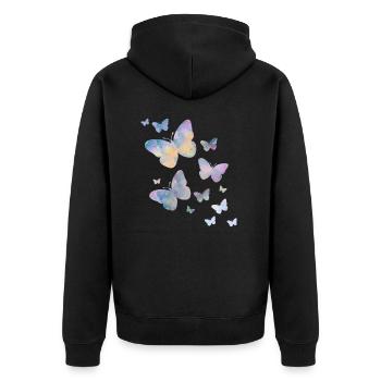 Schmetterling Schmetterling Tier bunt Farbe - Veste à capuche bio Premium Unisexe - noir - Dos - Nico (187cm)