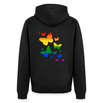 Papillons LGTBQ Pride - Veste à capuche bio Premium Unisexe - noir - Dos - Nico (187cm)