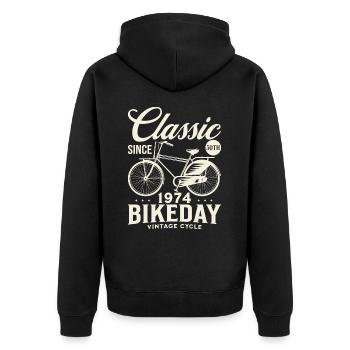 Fahrrad Jahr 1974 Radfahrer 50 Jahre Jubiläum - Unisex Premium Bio Zip Hoodie - Schwarz - Hinten - Nico (187cm)