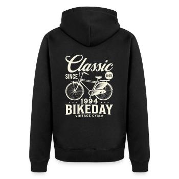 Fahrrad Jahr 1994 Radfahrer 30 Jahre Jubiläum - Unisex Premium Bio Zip Hoodie - Schwarz - Hinten - Nico (187cm)