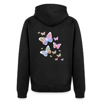 Papillon, Papillon, Animal, Coloré, Couleur - Veste à capuche bio Premium Unisexe - noir - Dos - Nico (187cm)