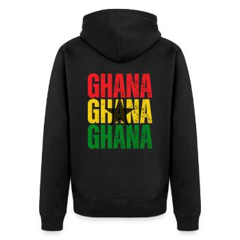 Ghana Flagge, ghanaischer Stolz - Unisex Premium Bio Zip Hoodie - Schwarz - Hinten - Nico (187cm)