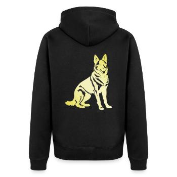 German Shepherd Hund Silhouette - Unisex Premium Bio Zip Hoodie - Schwarz - Hinten - Nico (187cm)