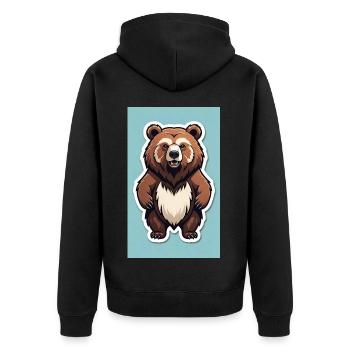 Bär | Braunbär | Grizzlybär | Tiere | Kindermotiv - Unisex Premium Bio Zip Hoodie - Schwarz - Hinten - Nico (187cm)