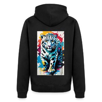 Léopard des neiges | Léopard | Prédateur - Veste à capuche bio Premium Unisexe - noir - Dos - Nico (187cm)