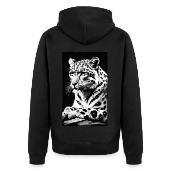 Léopard des neiges | Léopard | Prédateur - Veste à capuche bio Premium Unisexe - noir - Dos - Nico (187cm)