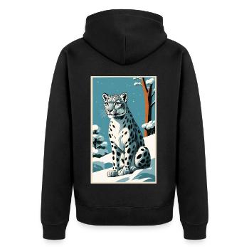 Léopard des neiges | Léopard | Prédateur - Veste à capuche bio Premium Unisexe - noir - Dos - Nico (187cm)