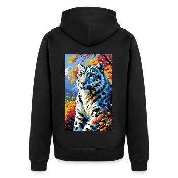 Léopard des neiges | Léopard | Prédateur - Veste à capuche bio Premium Unisexe - noir - Dos - Nico (187cm)