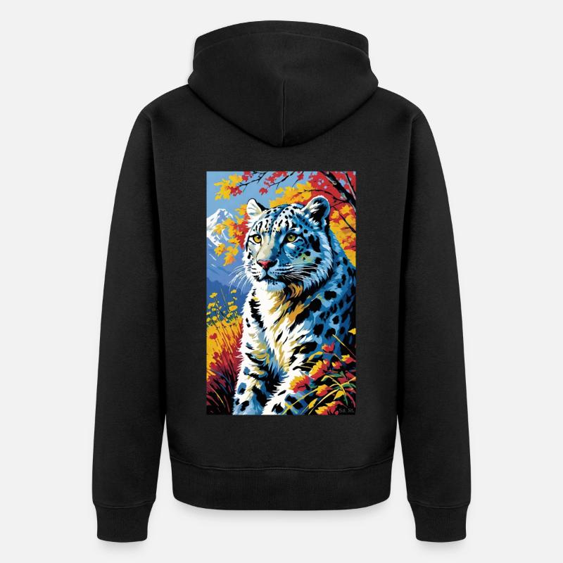 Léopard des neiges | Léopard | Prédateur - Veste à capuche bio Premium Unisexe - noir