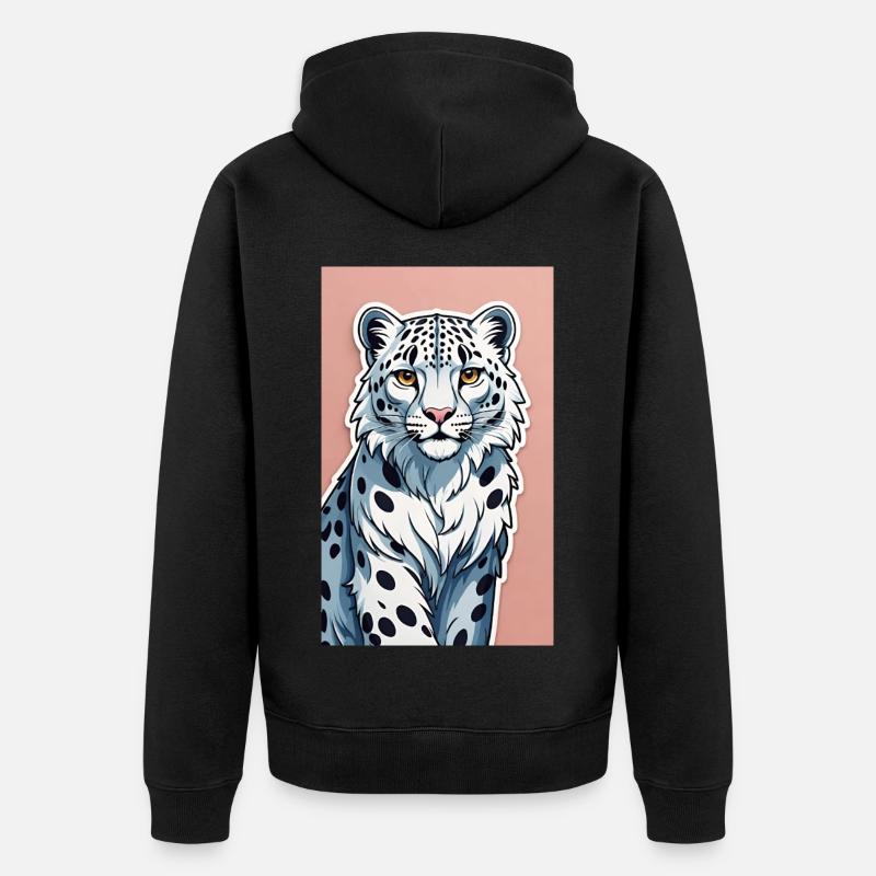 Snow Leopard | Leopard | Predator - Unisex Premium Organic Zip Hoodie - black