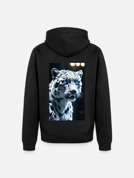 Schneeleopard | Leopard | Raubtier - Unisex Premium Bio Zip Hoodie - Schwarz