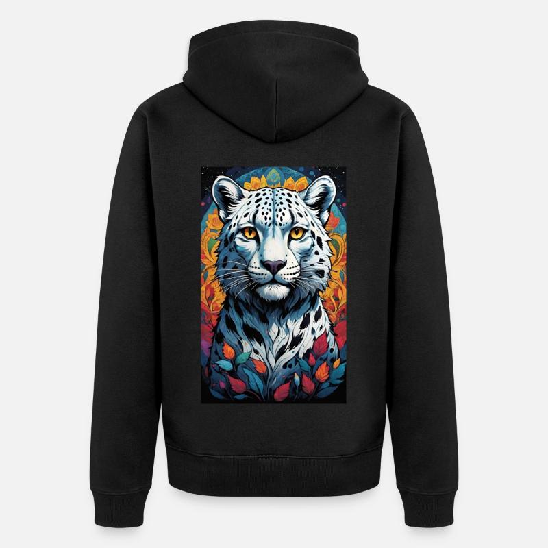 Léopard des neiges | Léopard | Prédateur - Veste à capuche bio Premium Unisexe - noir