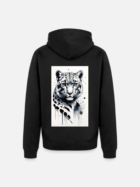 Schneeleopard | Leopard | Raubtier - Unisex Premium Bio Zip Hoodie - Schwarz
