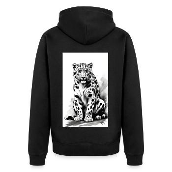 Léopard des neiges | Léopard | Prédateur - Veste à capuche bio Premium Unisexe - noir - Dos - Nico (187cm)