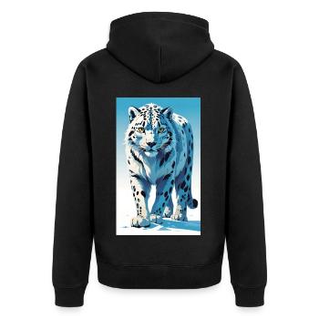 Léopard des neiges | Léopard | Prédateur - Veste à capuche bio Premium Unisexe - noir - Dos - Nico (187cm)