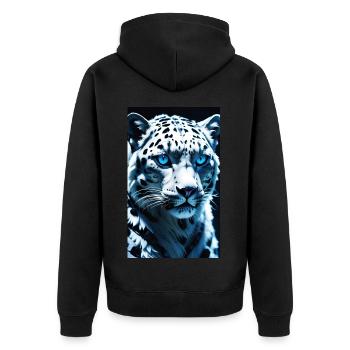 Léopard des neiges | Léopard | Prédateur - Veste à capuche bio Premium Unisexe - noir - Dos - Nico (187cm)
