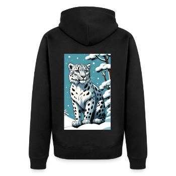 Léopard des neiges | Léopard | Prédateur - Veste à capuche bio Premium Unisexe - noir - Dos - Nico (187cm)