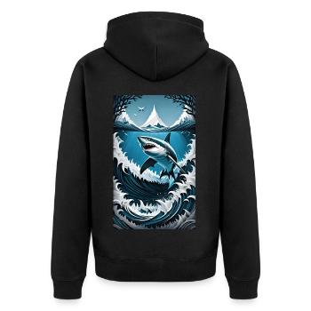 Shark | Great White Shark | Sea Creature | Fish - Unisex Premium Organic Zip Hoodie - black - Back - Nico (187cm)