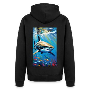 Shark | Great White Shark | Sea Creature | Fish - Unisex Premium Organic Zip Hoodie - black - Back - Nico (187cm)