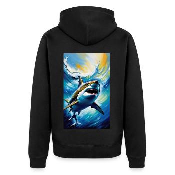 Shark | Great White Shark | Sea Creature | Fish - Unisex Premium Organic Zip Hoodie - black - Back - Nico (187cm)