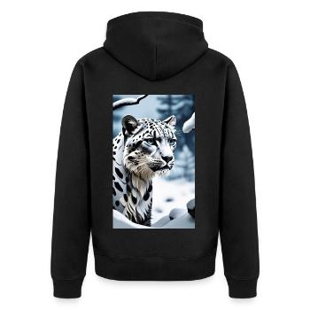 Léopard des neiges | Léopard | Prédateur - Veste à capuche bio Premium Unisexe - noir - Dos - Nico (187cm)