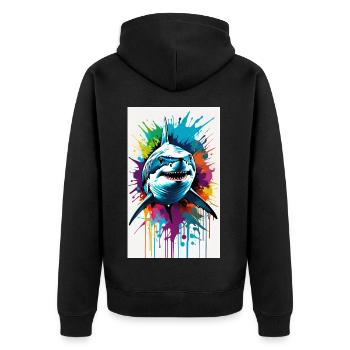 Shark | Great White Shark | Sea Creature | Fish - Unisex Premium Organic Zip Hoodie - black - Back - Nico (187cm)