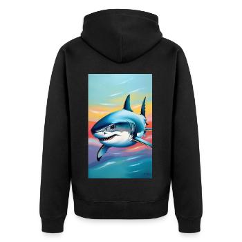 Shark | Great White Shark | Sea Creature | Fish - Unisex Premium Organic Zip Hoodie - black - Back - Nico (187cm)