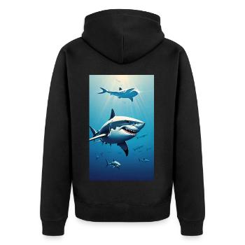 Shark | Great White Shark | Sea Creature | Fish - Unisex Premium Organic Zip Hoodie - black - Back - Nico (187cm)