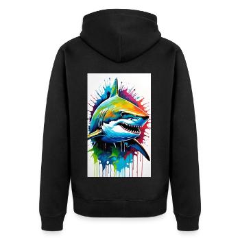 Shark | Great White Shark | Sea Creature | Fish - Unisex Premium Organic Zip Hoodie - black - Back - Nico (187cm)