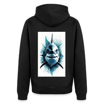 Shark | Great White Shark | Sea Creature | Fish - Unisex Premium Organic Zip Hoodie - black - Back - Nico (187cm)