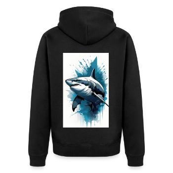 Shark | Great White Shark | Sea Creature | Fish - Unisex Premium Organic Zip Hoodie - black - Back - Nico (187cm)