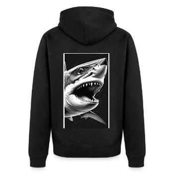 Shark | Great White Shark | Sea Creature | Fish - Unisex Premium Organic Zip Hoodie - black - Back - Nico (187cm)