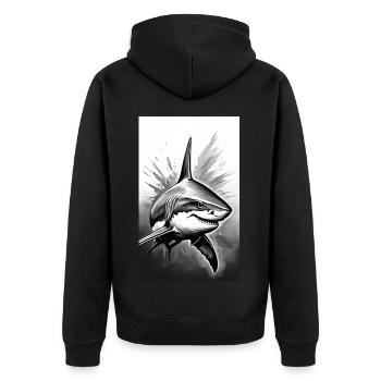 Shark | Great White Shark | Sea Creature | Fish - Unisex Premium Organic Zip Hoodie - black - Back - Nico (187cm)