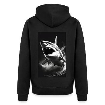 Shark | Great White Shark | Sea Creature | Fish - Unisex Premium Organic Zip Hoodie - black - Back - Nico (187cm)