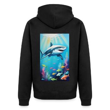 Shark | Great White Shark | Sea Creature | Fish - Unisex Premium Organic Zip Hoodie - black - Back - Nico (187cm)