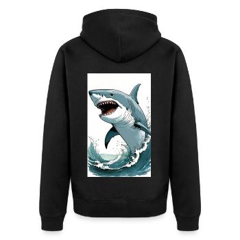 Shark | Great White Shark | Sea Creature | Fish - Unisex Premium Organic Zip Hoodie - black - Back - Nico (187cm)