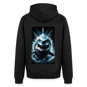 Shark | Great White Shark | Sea Creature | Fish - Unisex Premium Organic Zip Hoodie - black - Back - Nico (187cm)