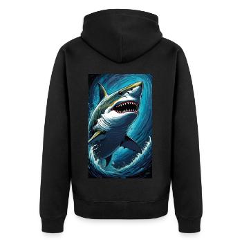 Shark | Great White Shark | Sea Creature | Fish - Unisex Premium Organic Zip Hoodie - black - Back - Nico (187cm)