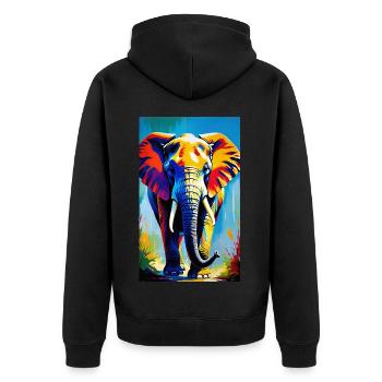 Elefant | Wildtier | Afrika | Kindermotive - Unisex Premium Bio Zip Hoodie - Schwarz - Hinten - Nico (187cm)