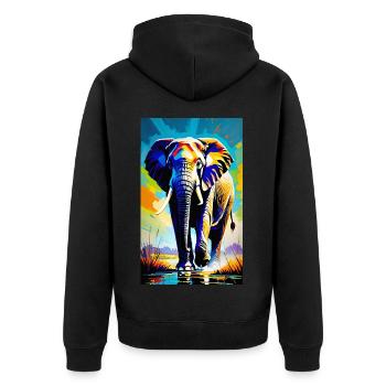 Elefant | Wildtier | Afrika | Kindermotive - Unisex Premium Bio Zip Hoodie - Schwarz - Hinten - Nico (187cm)