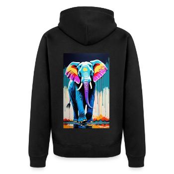 Elefant | Wildtier | Afrika | Kindermotive - Unisex Premium Bio Zip Hoodie - Schwarz - Hinten - Nico (187cm)