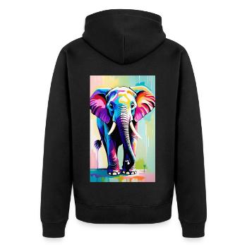 Elefant | Wildtier | Afrika | Kindermotive - Unisex Premium Bio Zip Hoodie - Schwarz - Hinten - Nico (187cm)