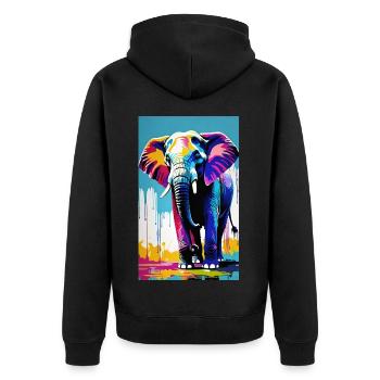 Elefant | Wildtier | Afrika | Kindermotive - Unisex Premium Bio Zip Hoodie - Schwarz - Hinten - Nico (187cm)