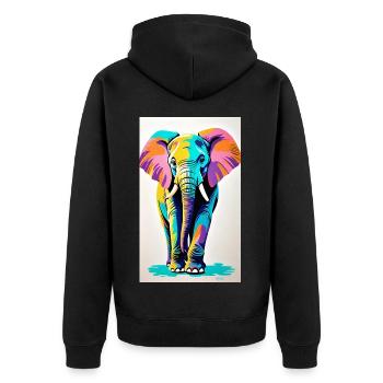 Elefant | Wildtier | Afrika | Kindermotive - Unisex Premium Bio Zip Hoodie - Schwarz - Hinten - Nico (187cm)