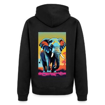 Elefant | Wildtier | Afrika | Kindermotive - Unisex Premium Bio Zip Hoodie - Schwarz - Hinten - Nico (187cm)