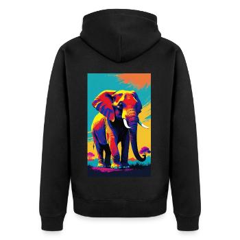 Elefant | Wildtier | Afrika | Kindermotive - Unisex Premium Bio Zip Hoodie - Schwarz - Hinten - Nico (187cm)