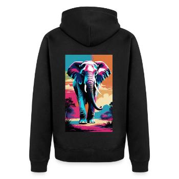 Elefant | Wildtier | Afrika | Kindermotive - Unisex Premium Bio Zip Hoodie - Schwarz - Hinten - Nico (187cm)