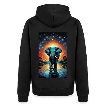 Elefant | Wildtier | Afrika | Kindermotive - Unisex Premium Bio Zip Hoodie - Schwarz - Hinten - Nico (187cm)
